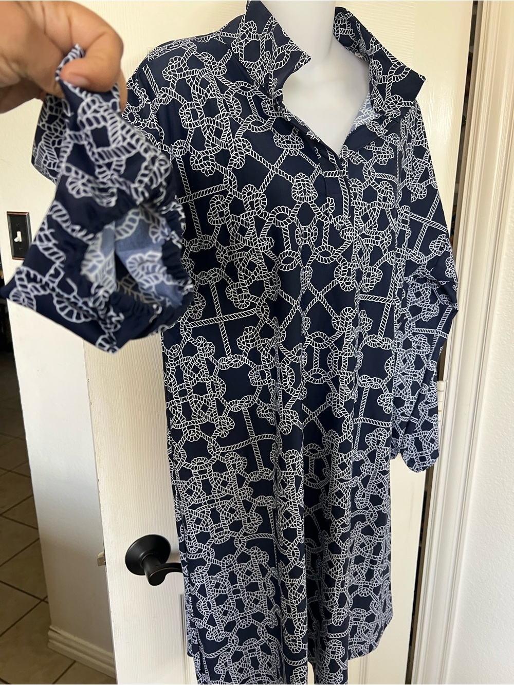 NWT Jude Connally Lattice Ropes Navy MiniDress L - Picture 2 of 9